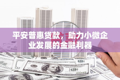 西乡塘平安普惠贷款，助力小微企业发展的金融利器
