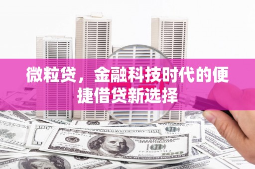 西乡塘微粒贷，金融科技时代的便捷借贷新选择